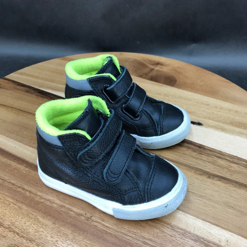 Converse All Star Chuck Taylor Black Hi Top Sneakers Hook And Loop Little Kids 5